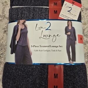 Live 2 Lounge 3-Piece Textured Lounge Set - Dark Heathered Navy